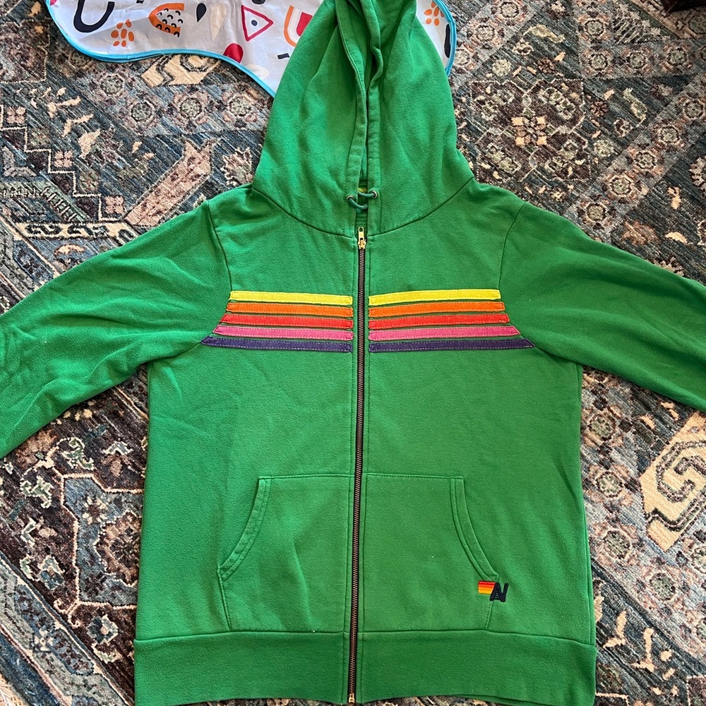 Green Aviator Nation Zip-Up Hoodie size Large